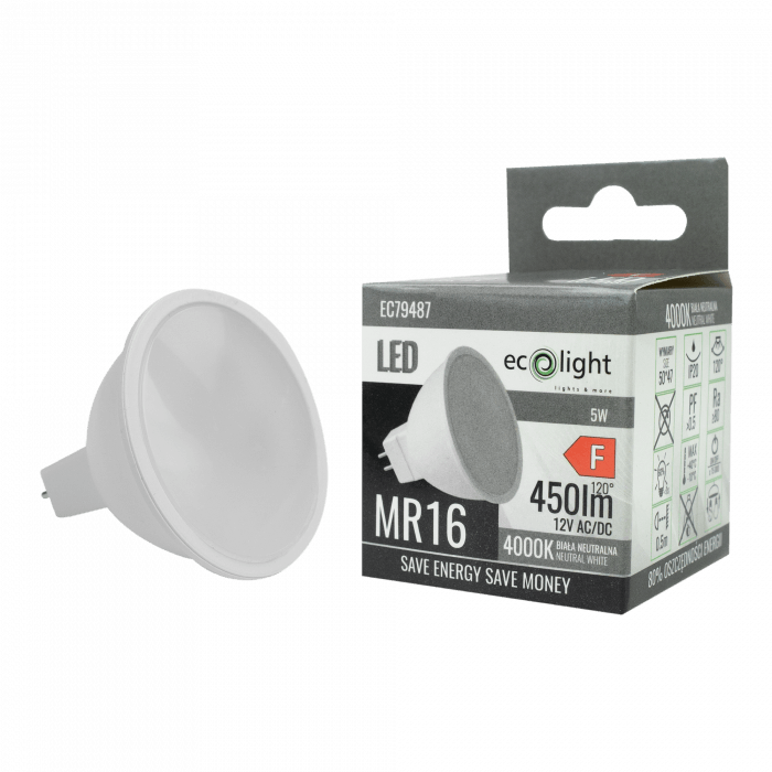 LED žiarovka MR16 5W 12V 4000K – neutrálna biela