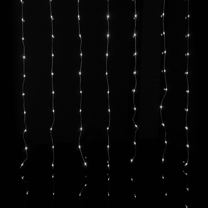 Magická LED svetelná clona 1 × 1 m, 100 LED, 6500K, 5V USB – Studená biela