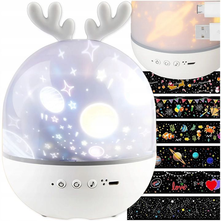 Magická projekčná lampa pre deti – zajačik so 6 rozprávkovými motívmi