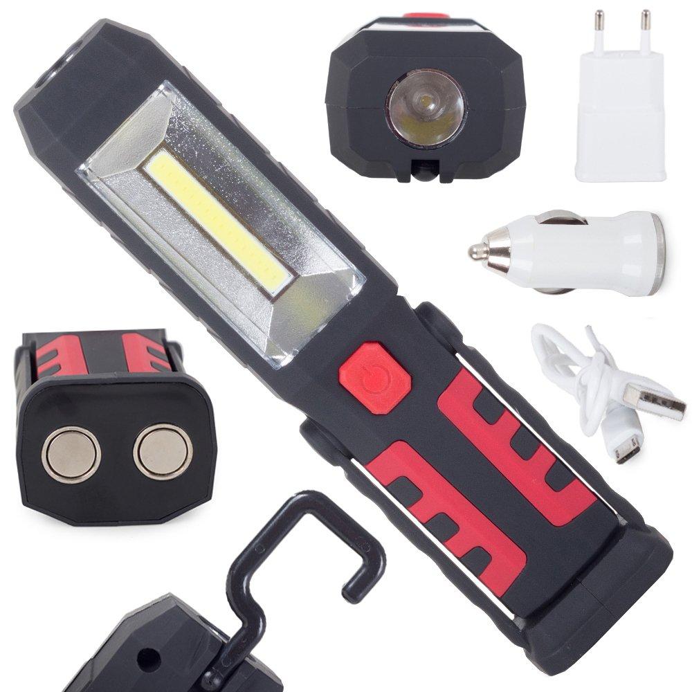 Nabíjateľná 5W pracovná LED lampa s háčikom a magnetickou základňou