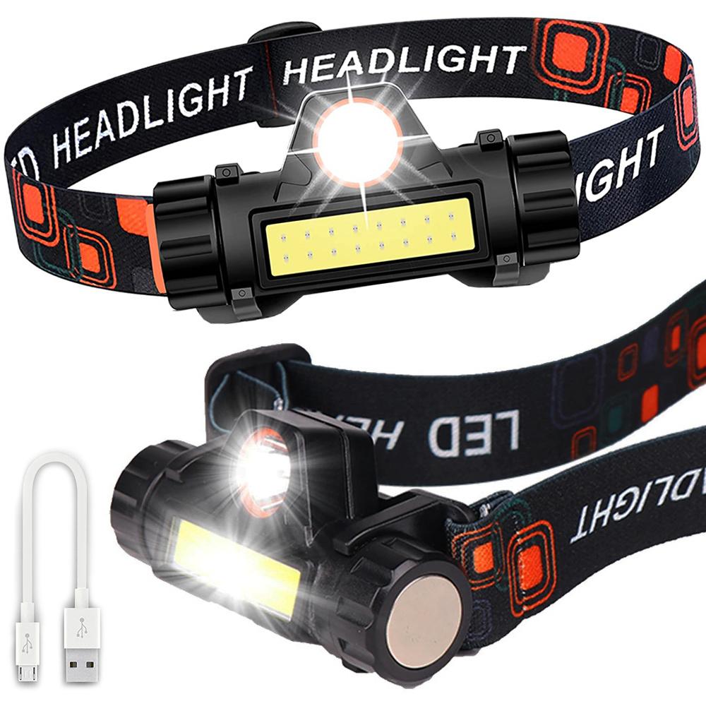 Nabíjateľná LED čelovka COB 4v1 s magnetom
