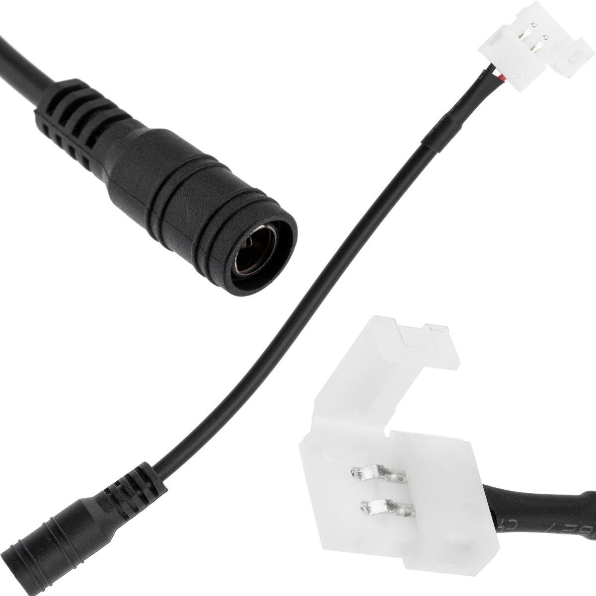 Napájací konektor 2,1/5,5 mm pre LED pásik, zdierka - 8mm zaklapávací konektor