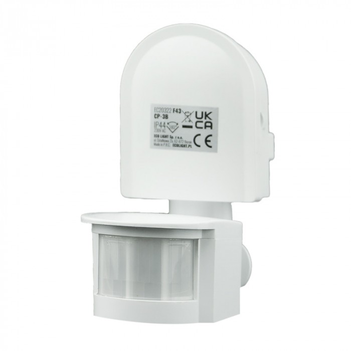 PIR snímač pohybu CP-3B BIELY – 180°, IP44, 220-240V, 300W