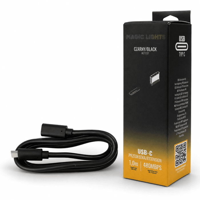 Predlžovací kábel USB-C – USB-C 1 m čierny