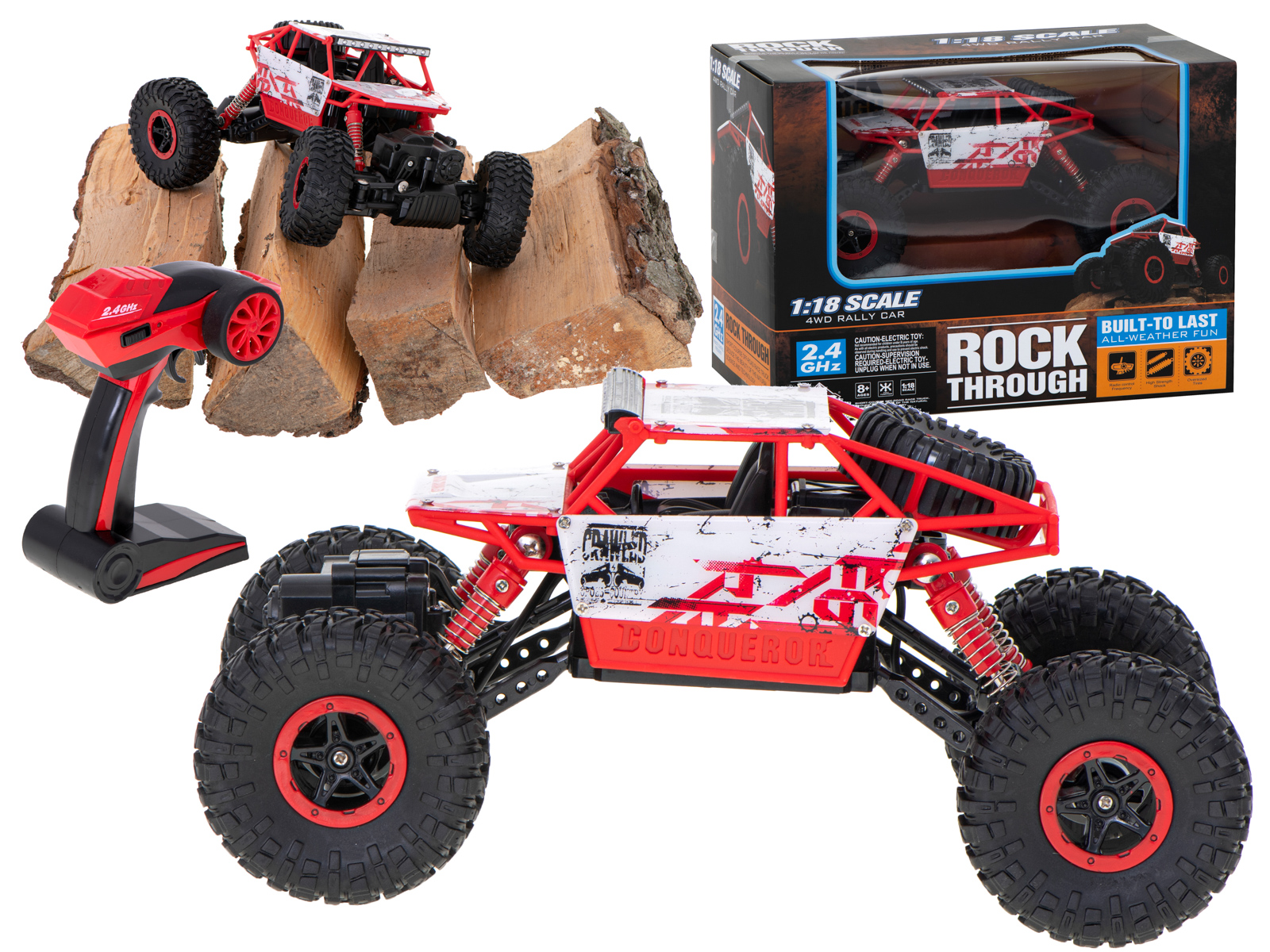 RC AUTO ROCK CRAWLER HB 2,4GHZ 1:18 ČERVENÉ