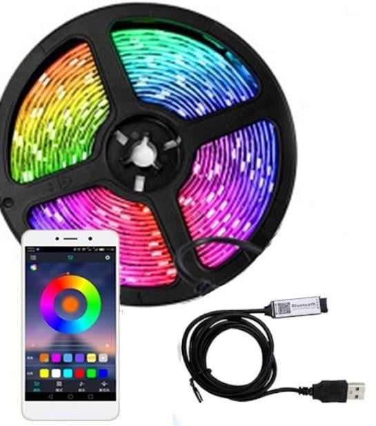 Sada 5m USB 5V zvukovo reaktívny LED svetelný pás RGB Bluetooth