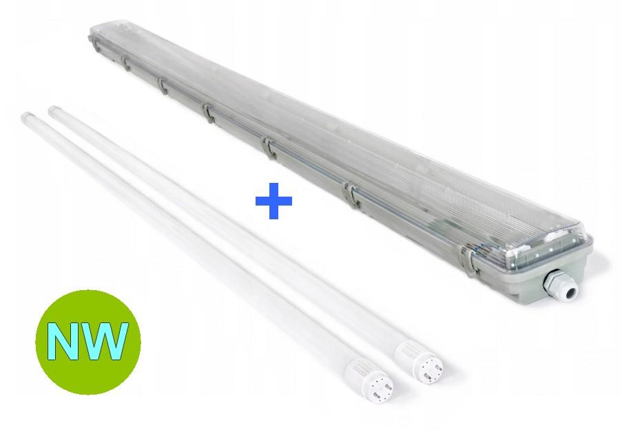 SADA: PRACHOTESNÉ SVIETIDLO 120CM + 2KS LED TRUBICE T8 2X18W NEUTRÁLNA BIELA