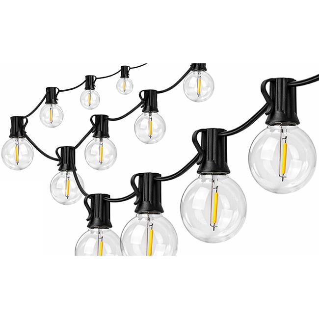 Solárna LED girlanda 15 m nadpájateľná, 15× E12 G40, 2700K, diaľkové ovládanie