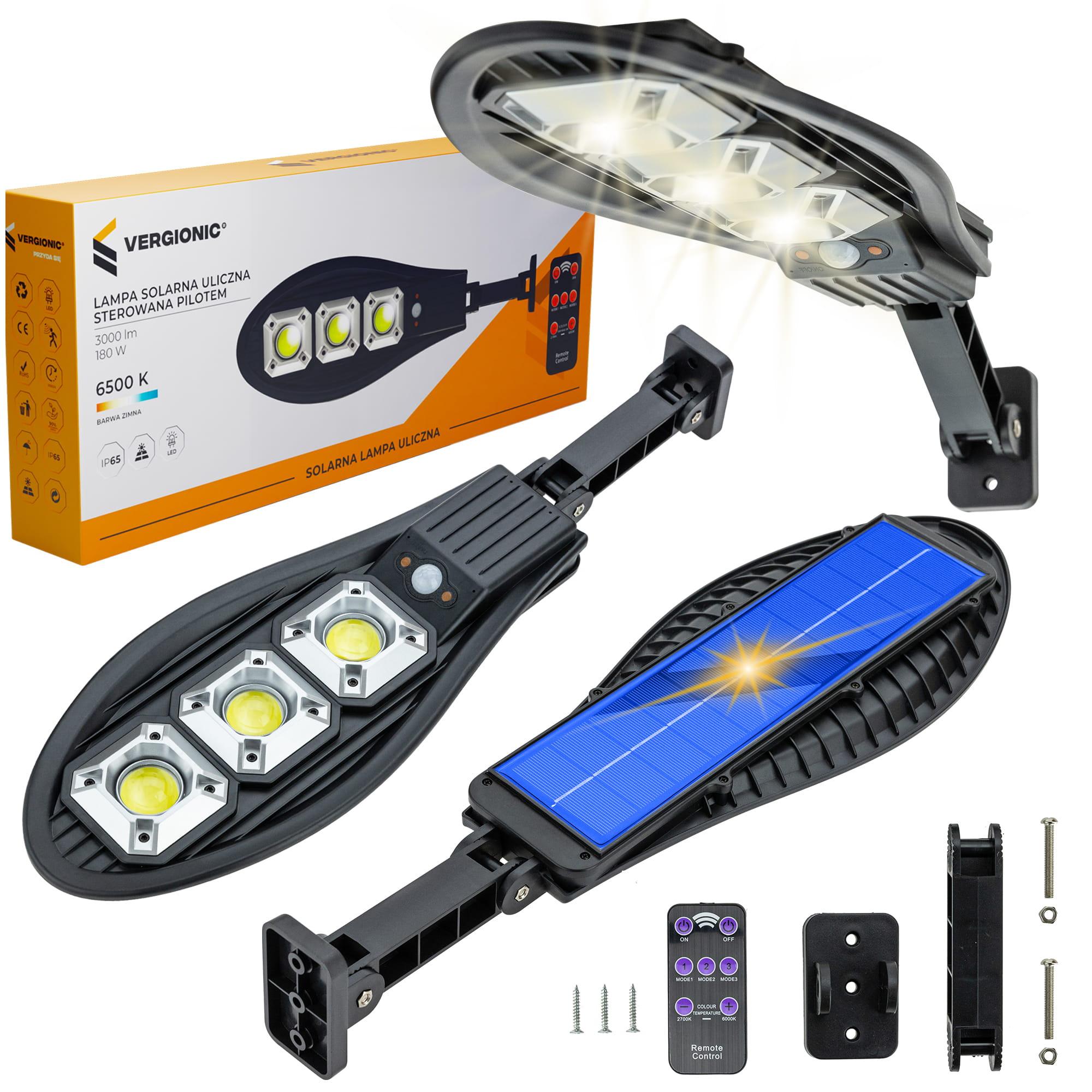 Solárna pouličná LED lampa 100W IP65 pohybový senzor + DRŽIAK + DO