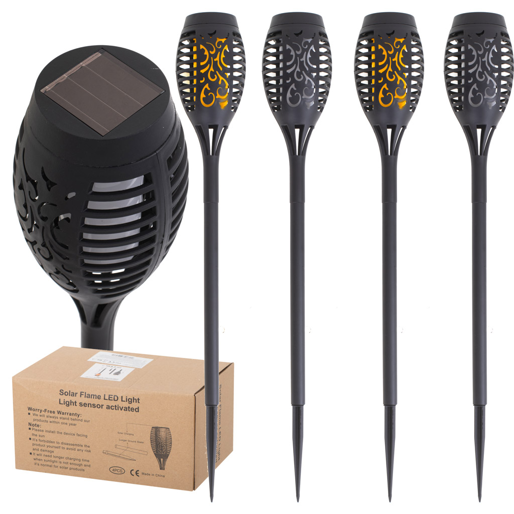 Solárna záhradná lampa 12 LED, 51,5cm – sada 4 ks