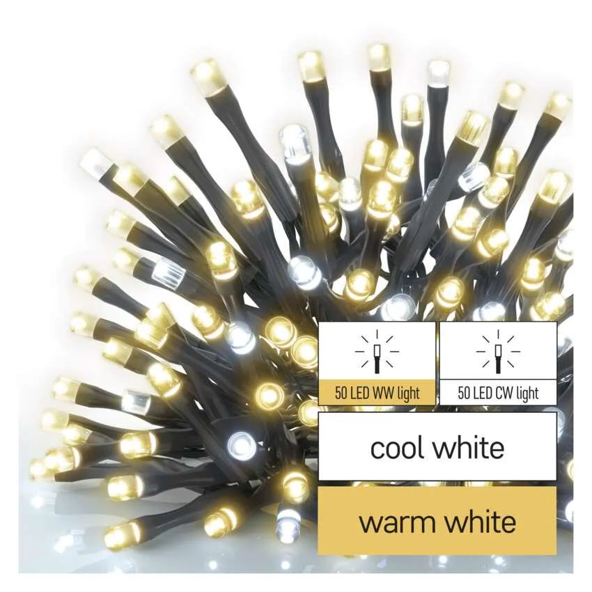 Standard LED spojovacia vianočná reťaz, 10 m, vonkajšia, teplá/studená biela