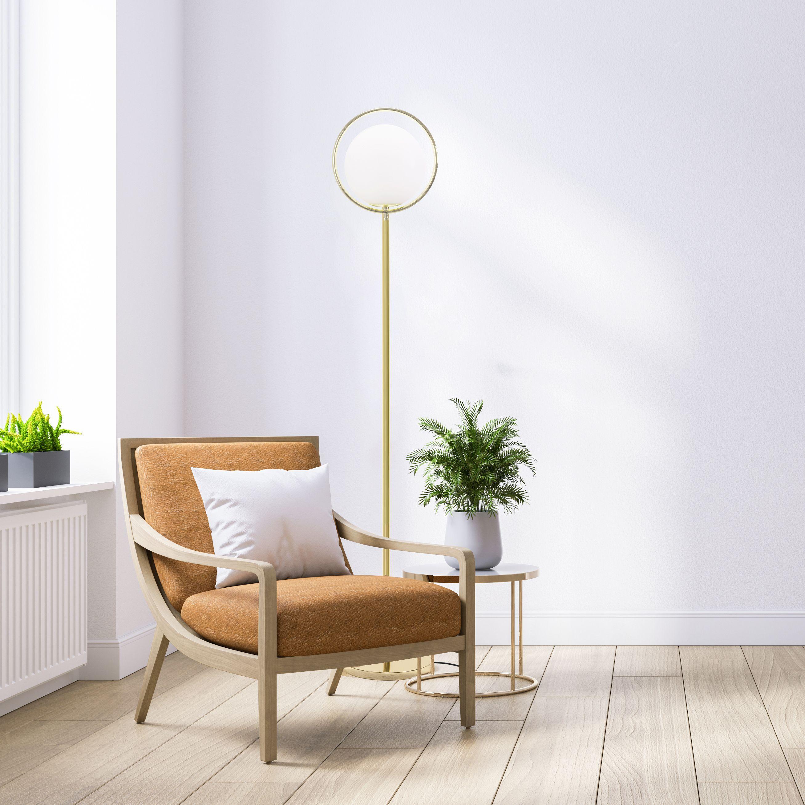 Stojaca lampa APP927-1F – moderné kovové svietidlo so skleneným tienidlom do interiéru