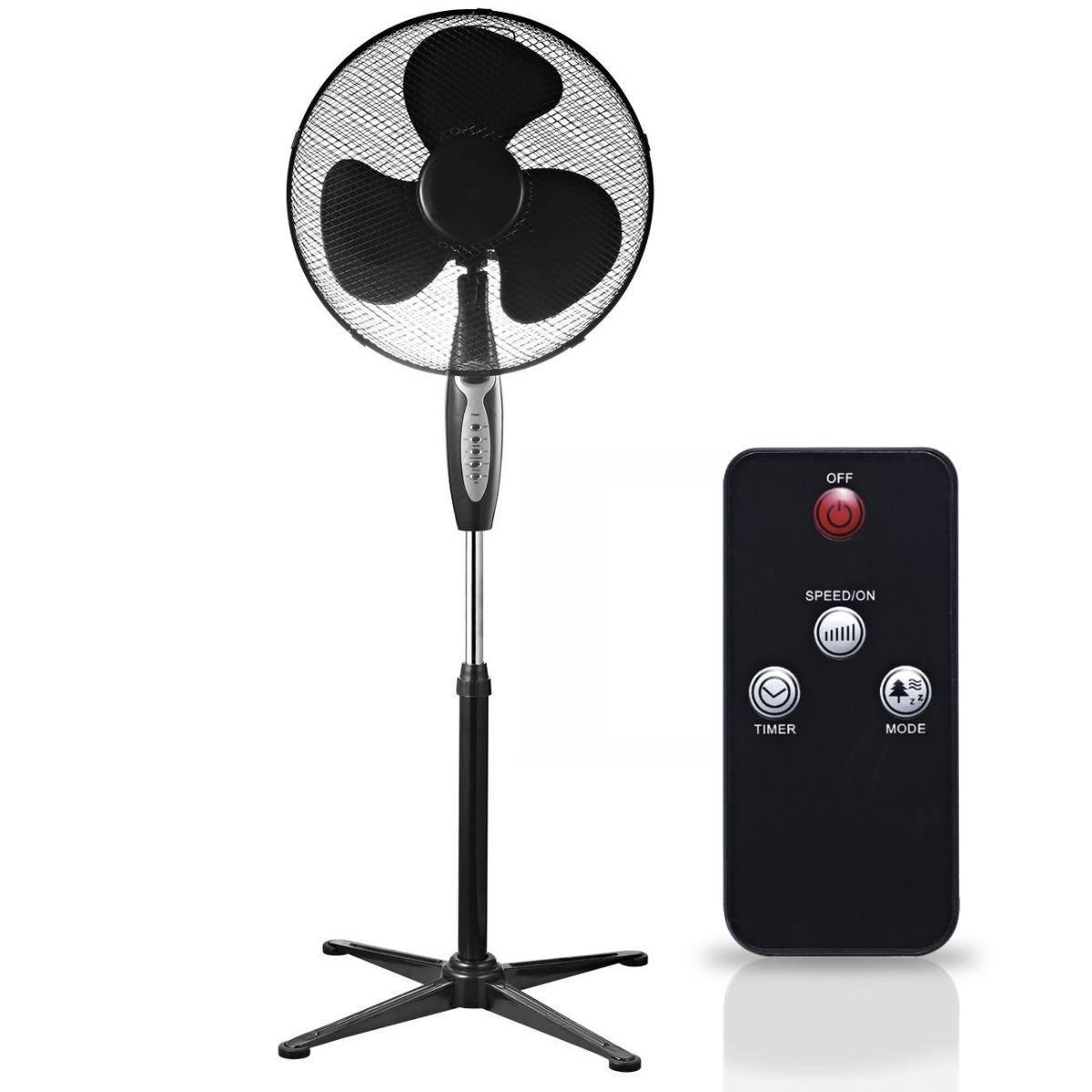Stojaci ventilátor 45W, priemer 43 cm, čierny – s diaľkovým ovládaním