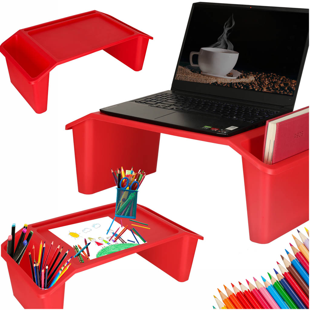 Prenosný stolík na notebook s organizérom červený 57 × 30 × 21 cm