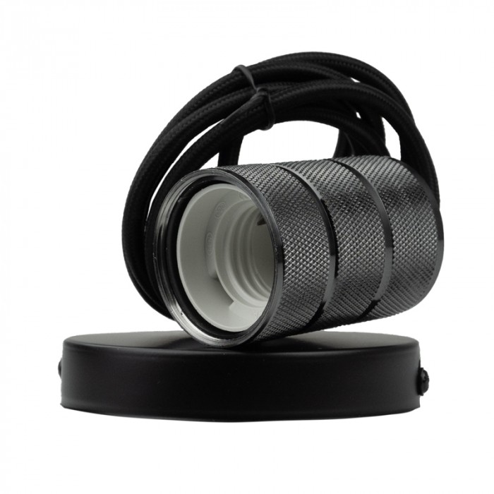 Stropná závesná lampa 2m E27 OSW-1 – Lesklá čierna