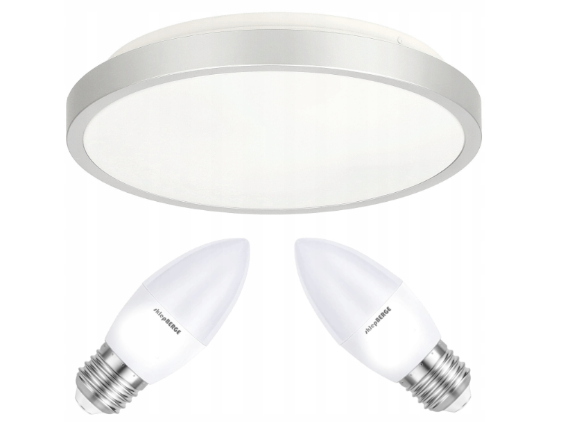 STROPNÉ LED SVIETIDLO SEMO-R SILVER - 2XE27 IP20 + 2X E27 10W SVIEČKA - TEPLÁ BIELA