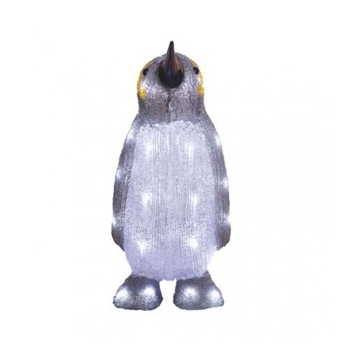 Svietiaci tučniak LED, 35 cm, vonkajšia aj vnútorná, studená biela, časovač