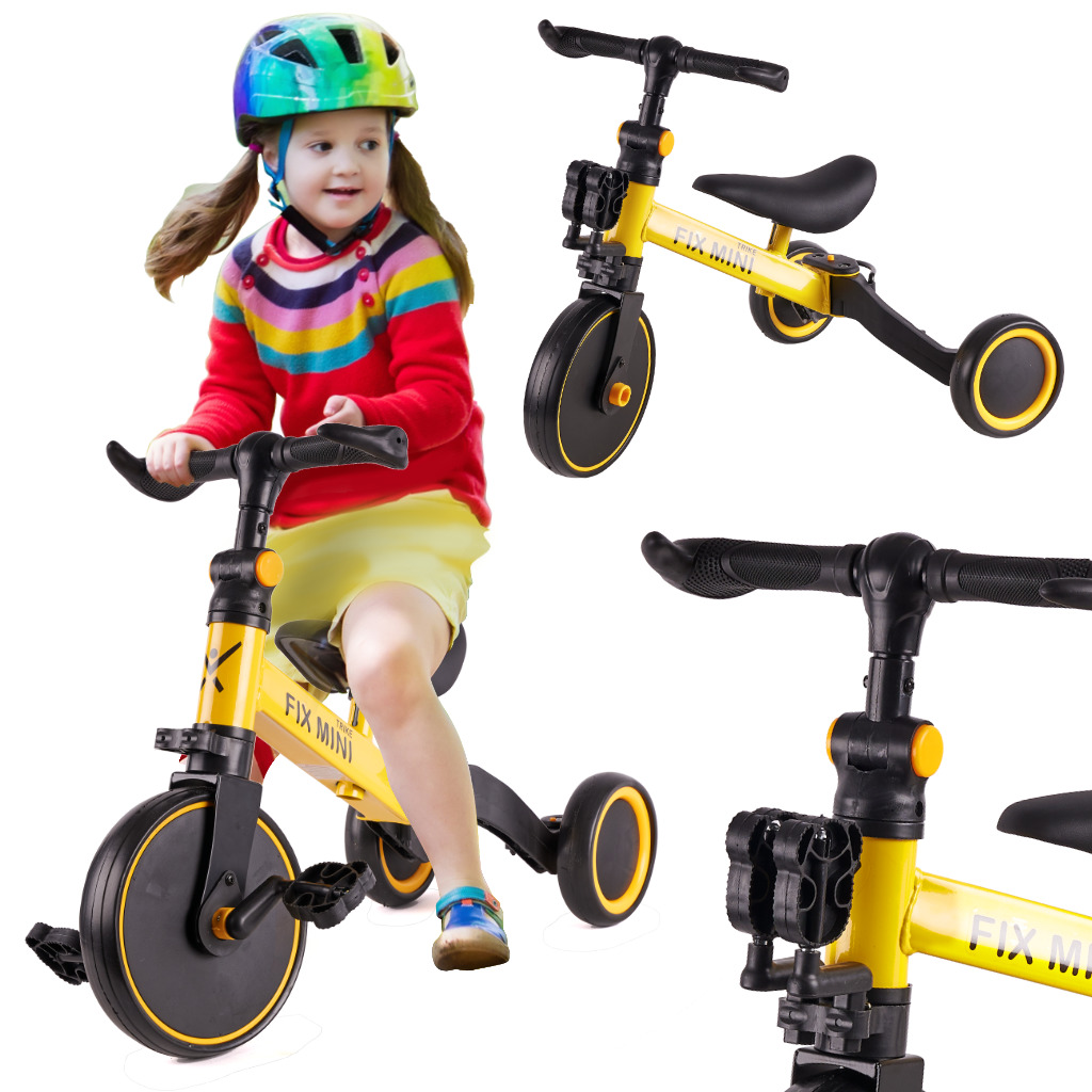 TROJKOLKA TRIKE FIX MINI 3 V 1 BICYKEL SO ŽLTÝMI PEDÁLMI