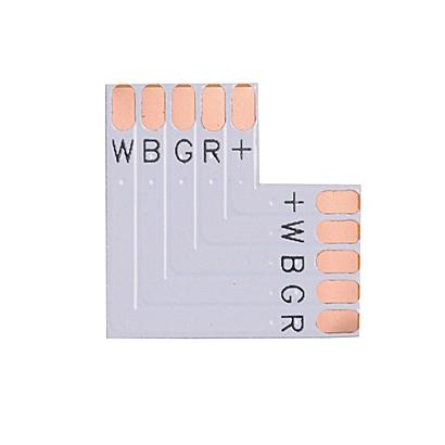 Uhlový konektor PCB typ L 12 mm 5-PIN pre RGB+W LED pásky