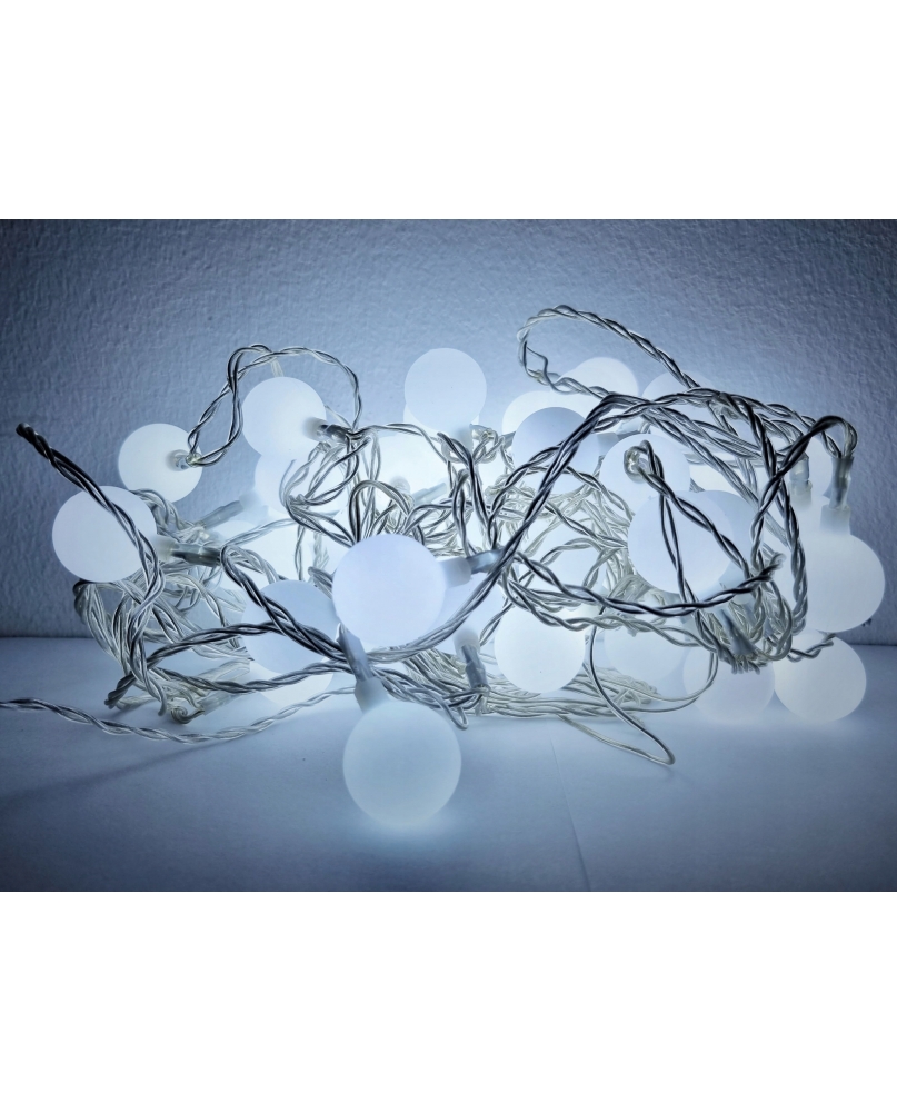 Vianočná reťaz LED CW 7M – studená biela, 100 LED
