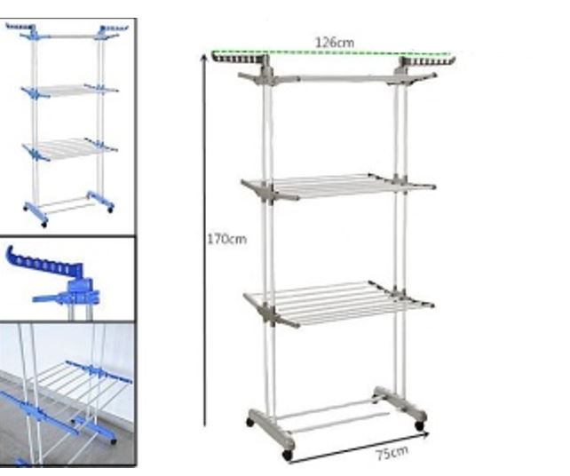 VZDUŠNÝ SUŠIČ BIELIZNE STOJAN NA SUŠENIE 3-ÚROVŇOVÝ VERTIKÁLNY