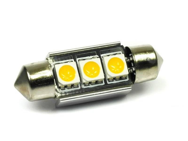 AUTO LED ŽIAROVKA C5W 3 SMD 5050 CAN BUS TEPLÁ BIELA, 36 mm. 39 mm. 42 mm