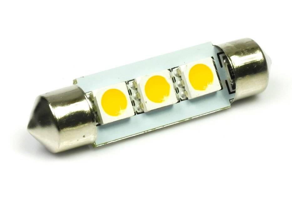 AUTO LED ŽIAROVKA C5W 3 SMD 5050 TEPLÁ BIELA, 39 mm. 42 mm