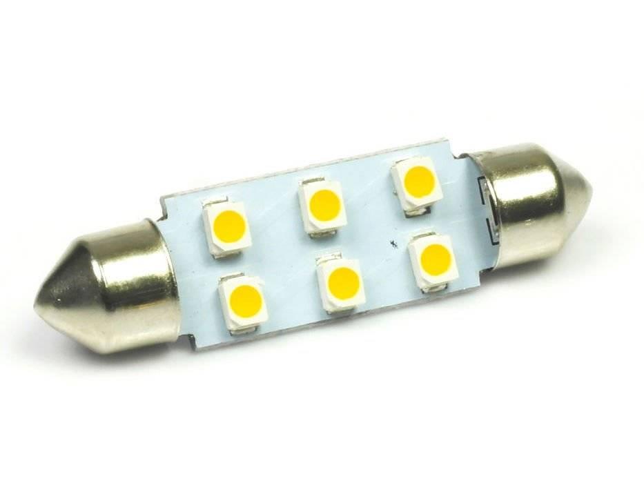 AUTO LED ŽIAROVKA C5W 6 SMD 1210 TEPLÁ BIELA