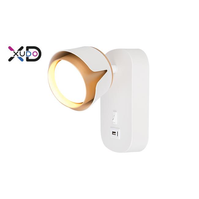 XD-IK271W GX53 nástenná lampa na čítanie biela + zlaté USB
