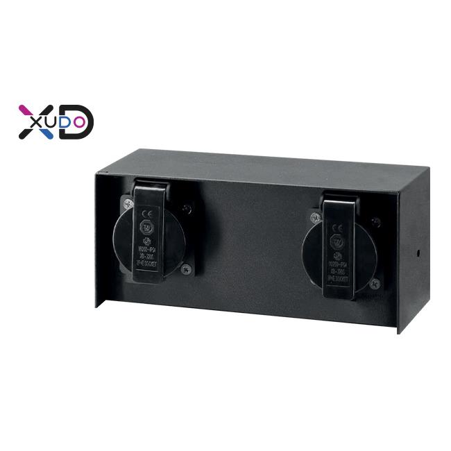 Fasádna zásuvka 2x 230V Čierna XD-QA111B IP44 