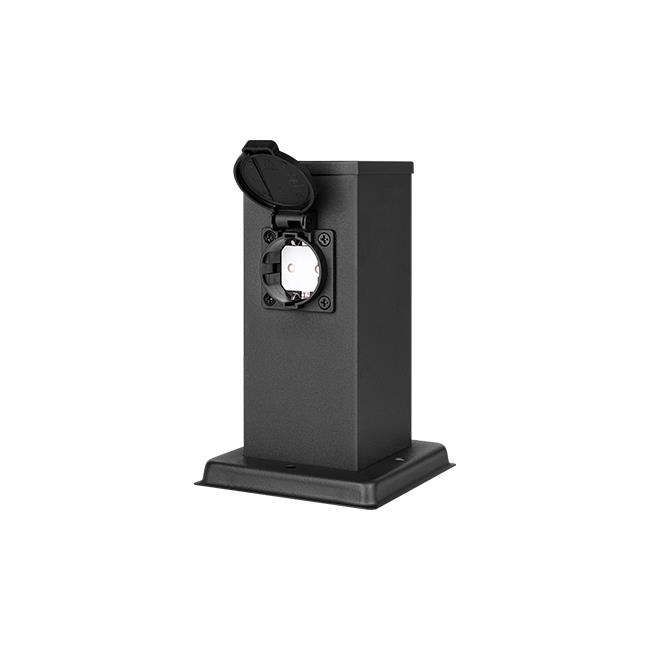 Záhradný zásuvkový stĺpik Ontario 230 V 500 W čierny IP44 – 1× zásuvka