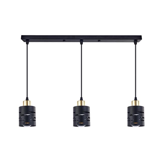 Závesná lampa E27 Elen x3 50cm čierna+zlatá