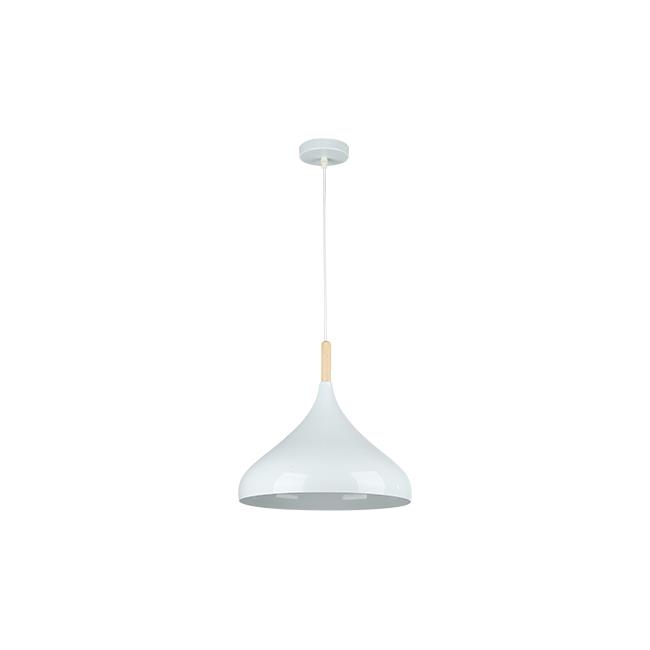 Závesná lampa Miko E27 x1 biela + drevo