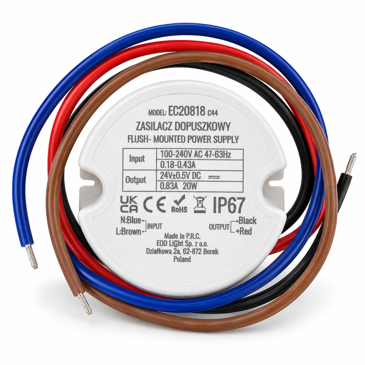 Zdroj pre fi60 box 1,2A 20W 24V IP67 50x50x22